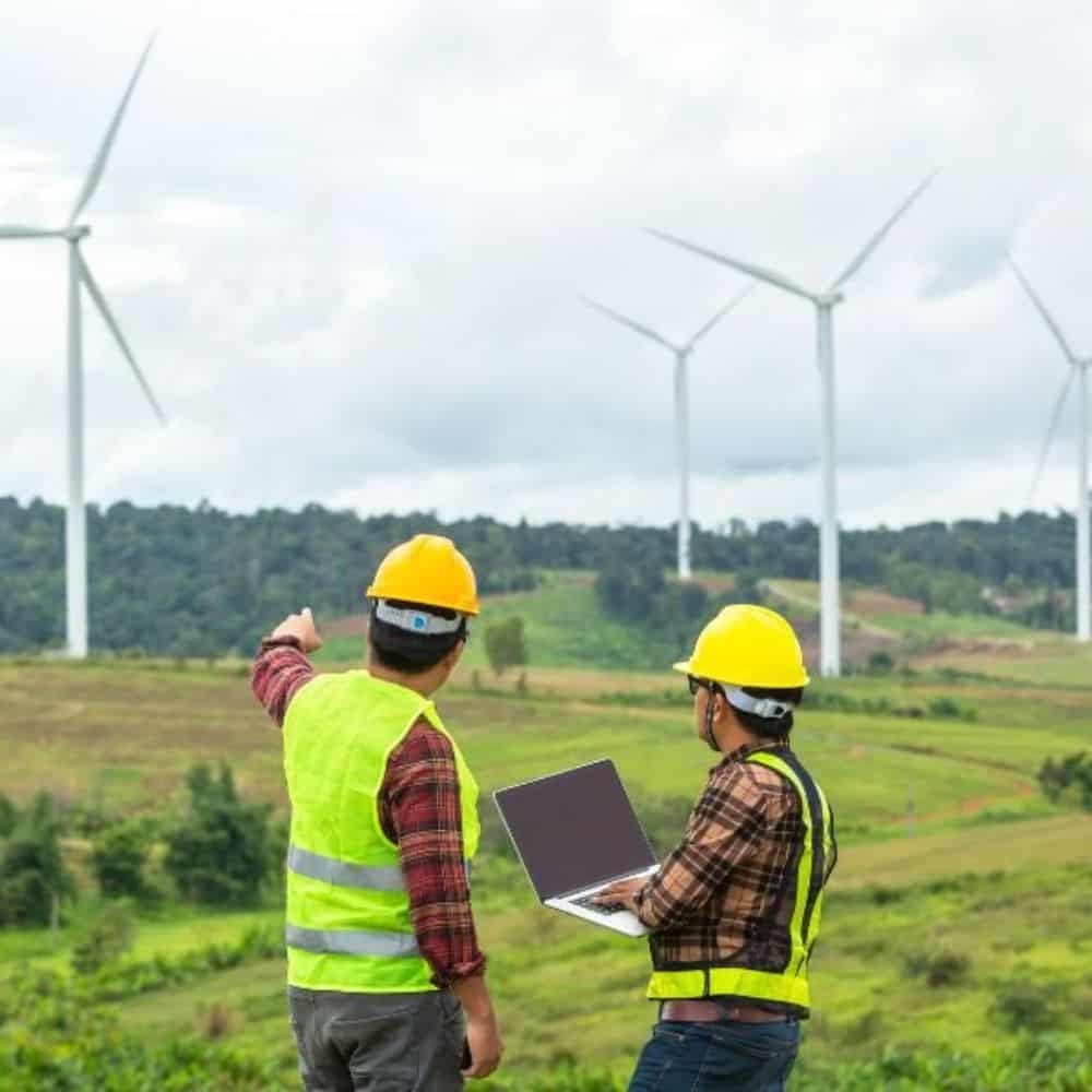 Environmental impact assessor looking at site for new wind turbines