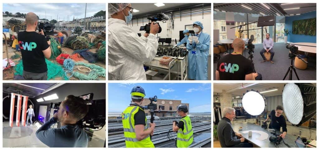 Various images of Content with Purpose filming