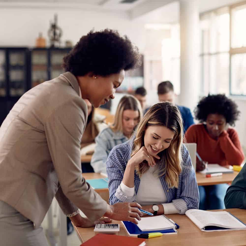 Female academic helping a student