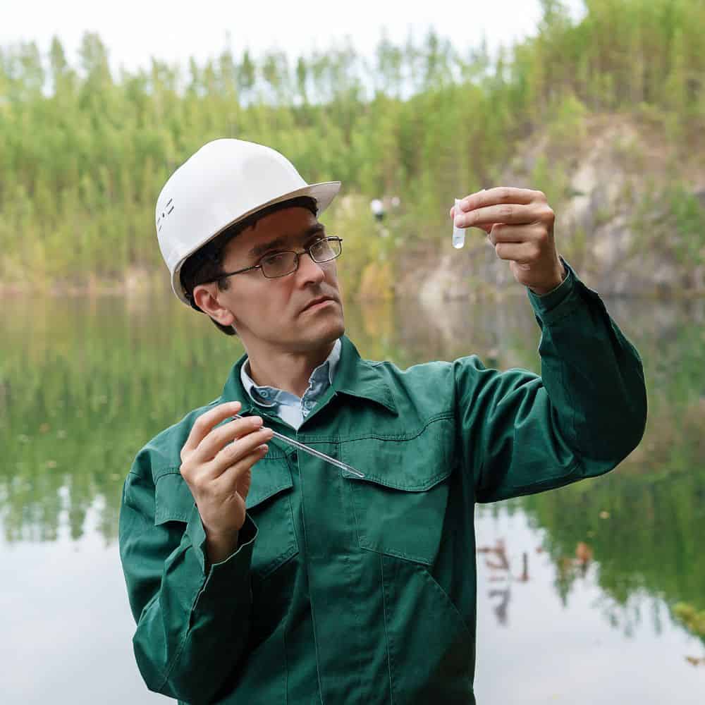 Ecologist examining a water sample