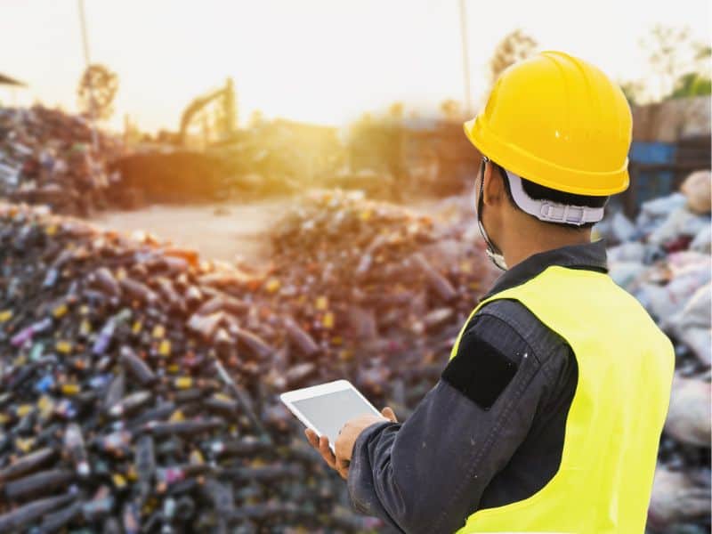 Environment manager looking out over recycling site