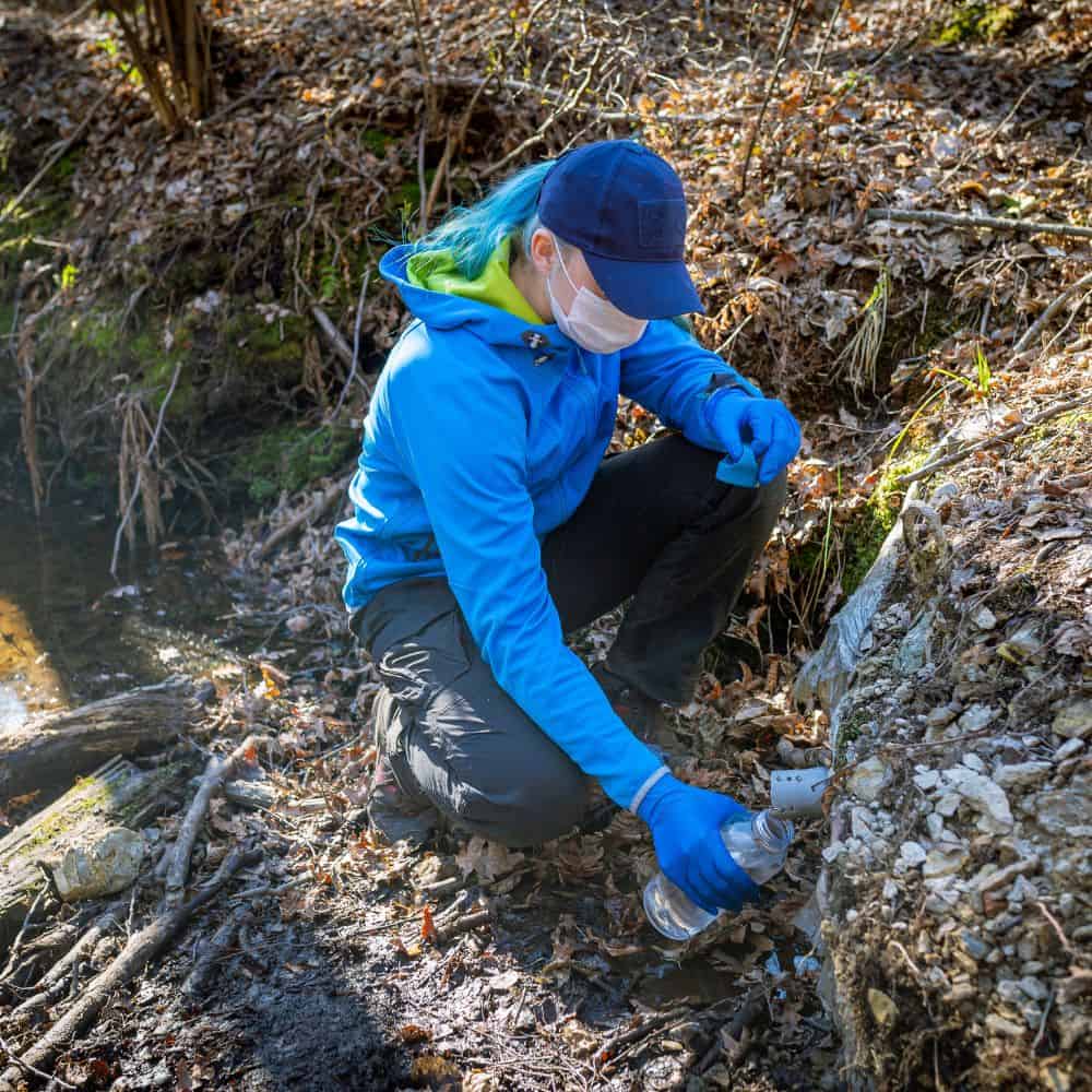 Hydrologist testing a new water source