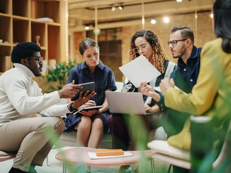 Sustainability manager hosting a meeting