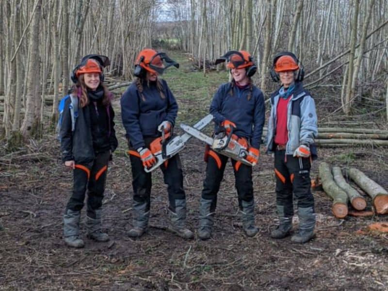 KWT Volunteer Trainees on a Chainsaw Course (photo: Kent Wildlife Trust)