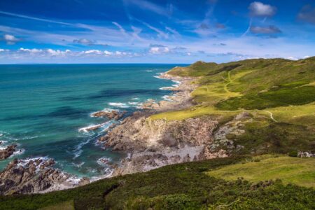 Photo of a coastline in the sunshine