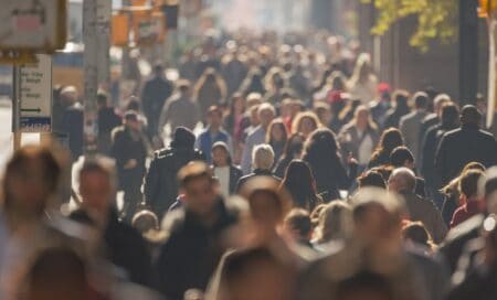 crowd of people in a street