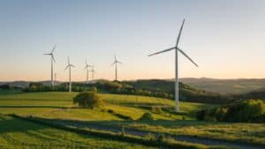 Wind farm in the countryside on a clear day