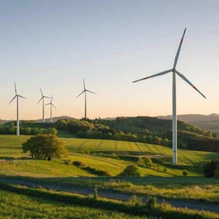Wind farm in the countryside on a clear day