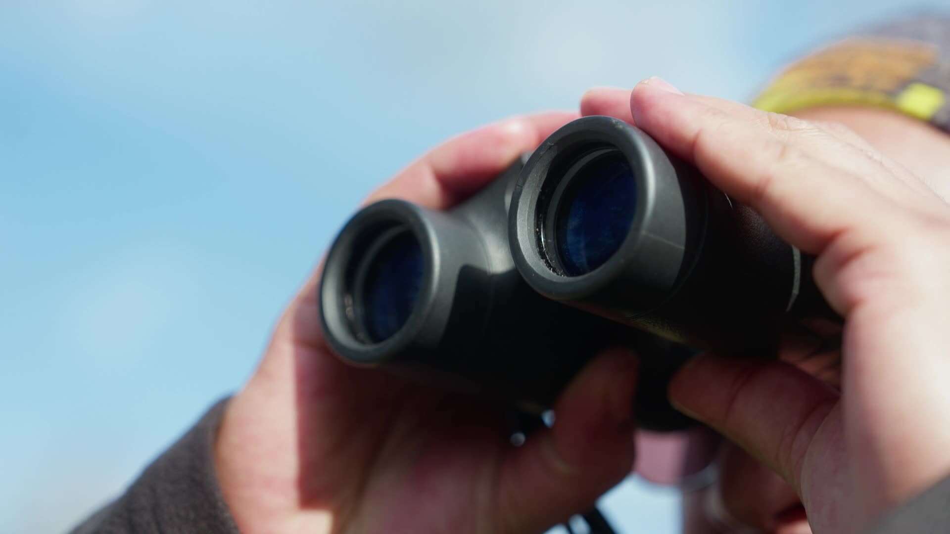 close up of binoculars being used