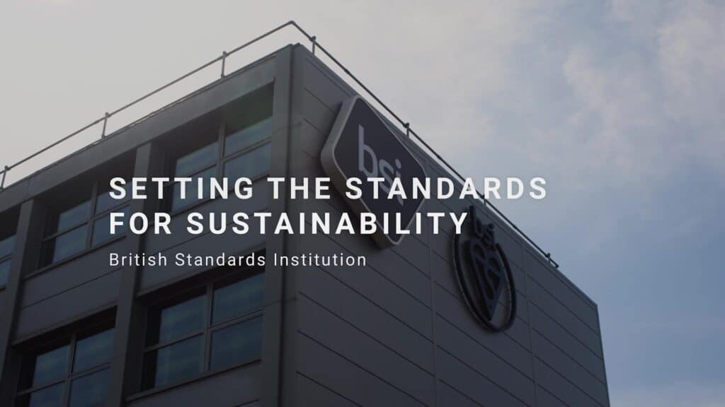Photo of the side of a building. title reads: Setting the standards for sustainability