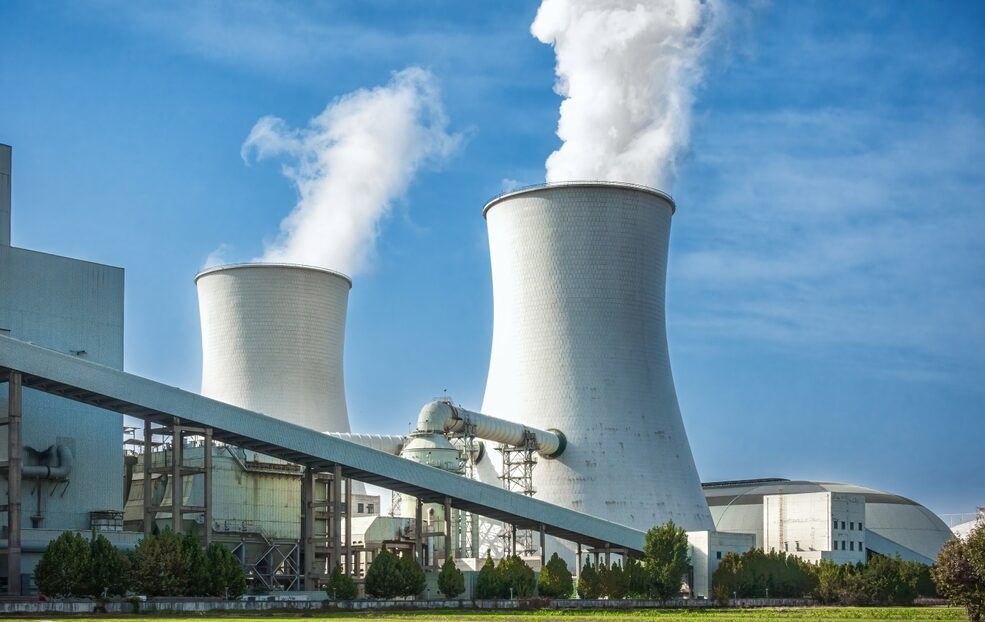 Picture of a nuclear power station with a blue sky in the background